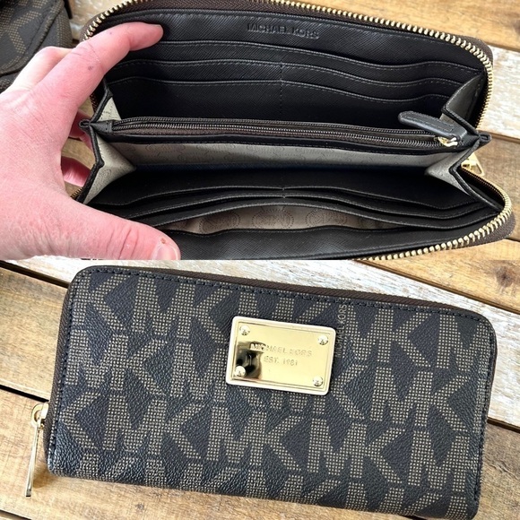 Michael Kors Brown Jet Medium Convertible Shoulder Bag Tassel Matching Wallet - Picture 13 of 16